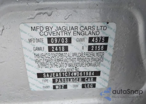 2004 Jaguar X-Type 3.0 z USA, uszkodzony, nr VIN SAJEA51C74WD61984